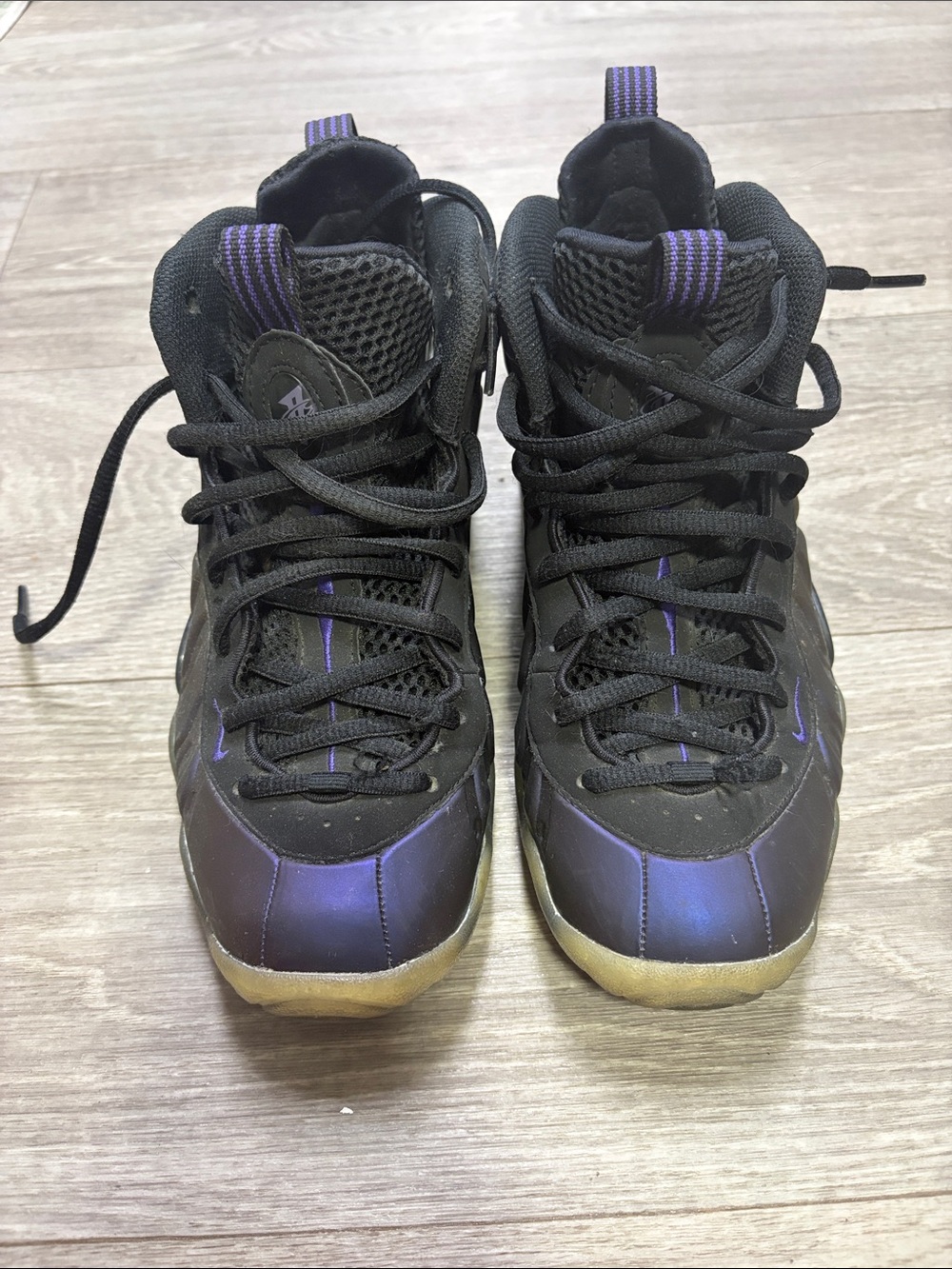 Nike Kids Black with Purple Accents High-Top Sneakers